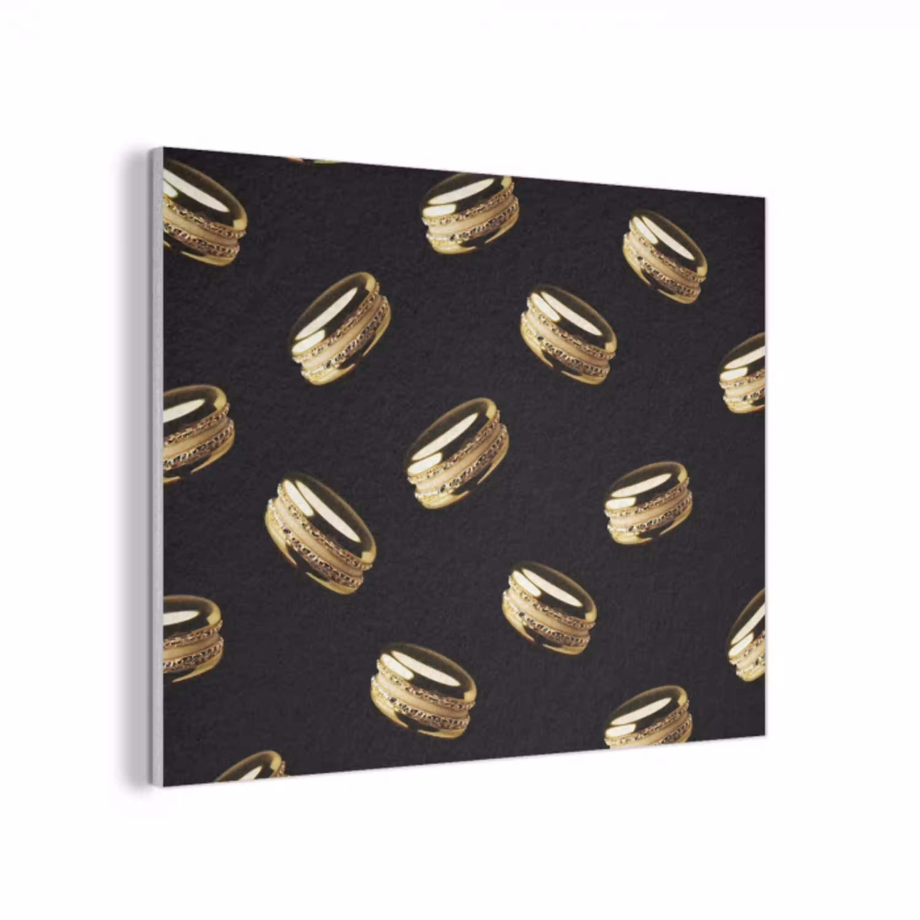 Macarons - Patroon - Goud - Zwart PET vilt klein -3d