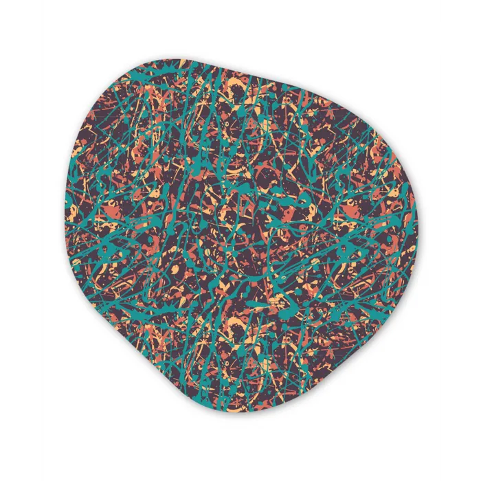 Spat - Abstract - Oranje - Groen Wandcirkel Organisch Forex 3mm klein 629 -3d