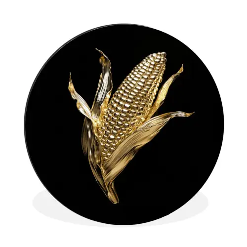 Mais - Eten - Goud - Zwart Wandcirkel aluminium klein -3d