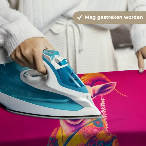 Geit - Hoorns - Kimono - Kleurrijk Wandkleed katoen klein -sfeer9
