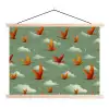 Dinosaurussen - Wolken - Sterren - Oranje textielposter latten blank klein -3d