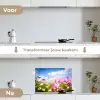 Bloemen - Wei - Paars - Gras - Wit - Wolken - Blauw keuken achterwand spatscherm klein -voor_na_NL