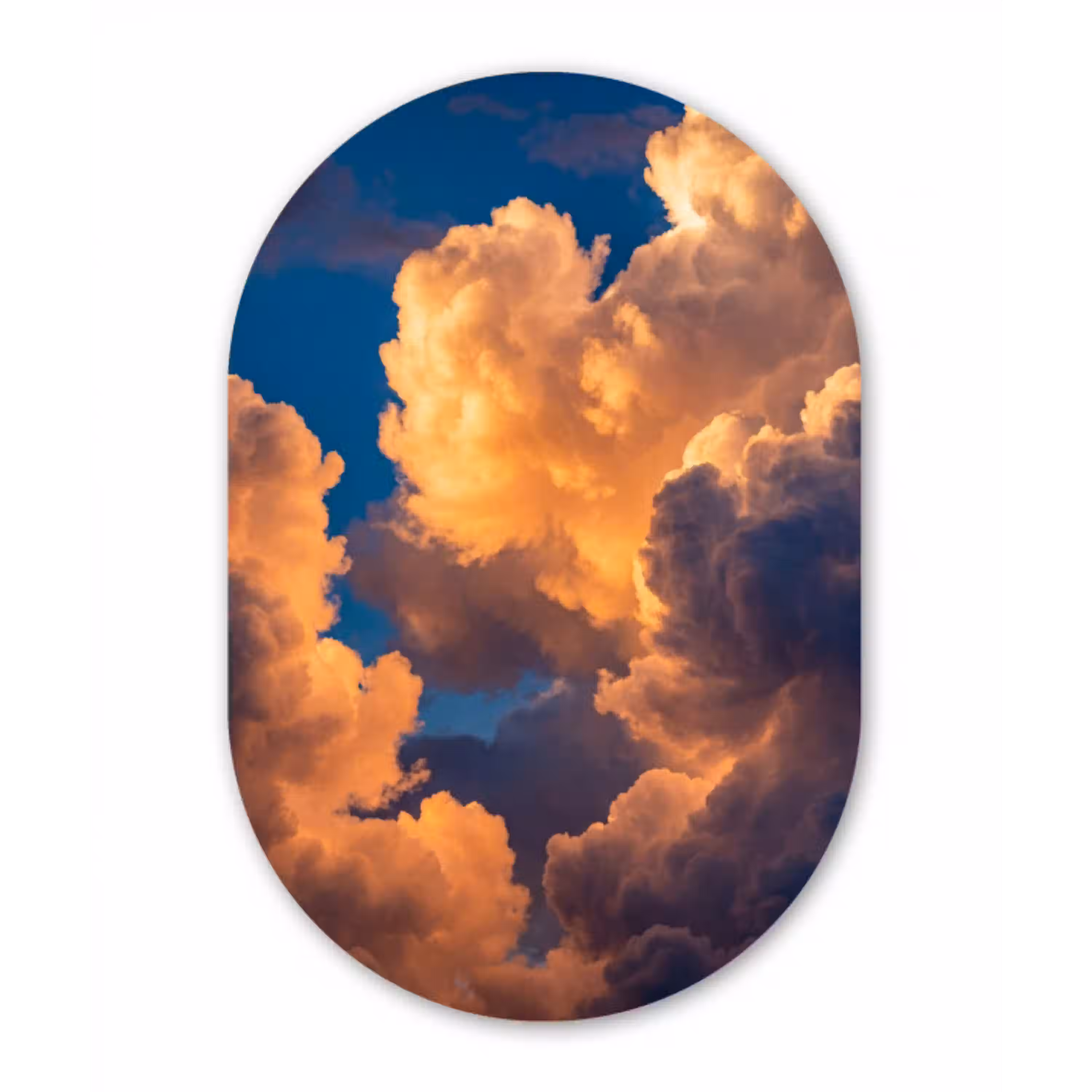 Wolken - Zonsondergang - Natuur - Oranje - Blauw Wandcirkel Ovaal Aluminium middel -3d