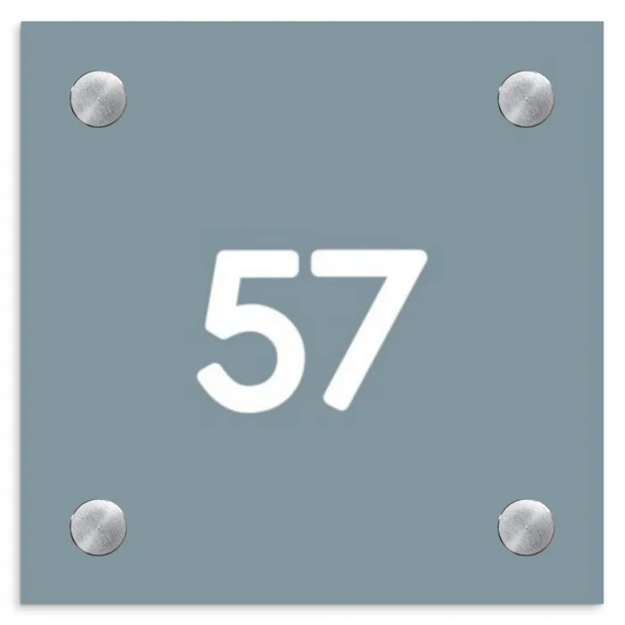 Effen blauwgrijs - Traditioneel Naambord Vierkant klein -3d
