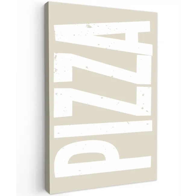 Pizza - Decoratie - Japandi - Wit Tuinposter op houten frame 2 cm dik klein -3d