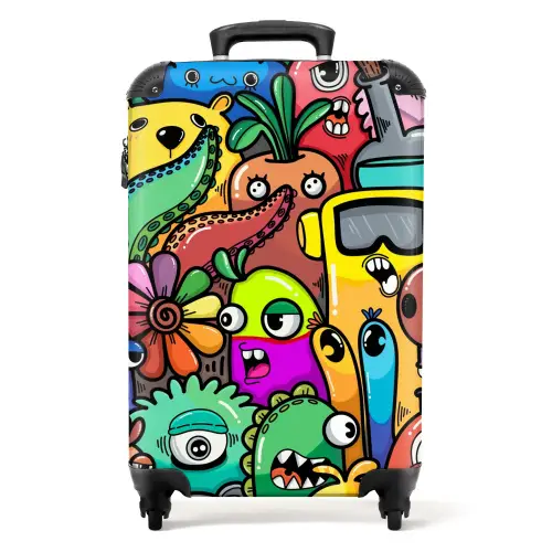 Kleurrijke Monsterparade NBS - Handbagage koffer - Unisex middel -productfoto_recht