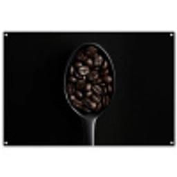 Koffiebonen - Lepel - Zwart tuinposter los doek groot -3d