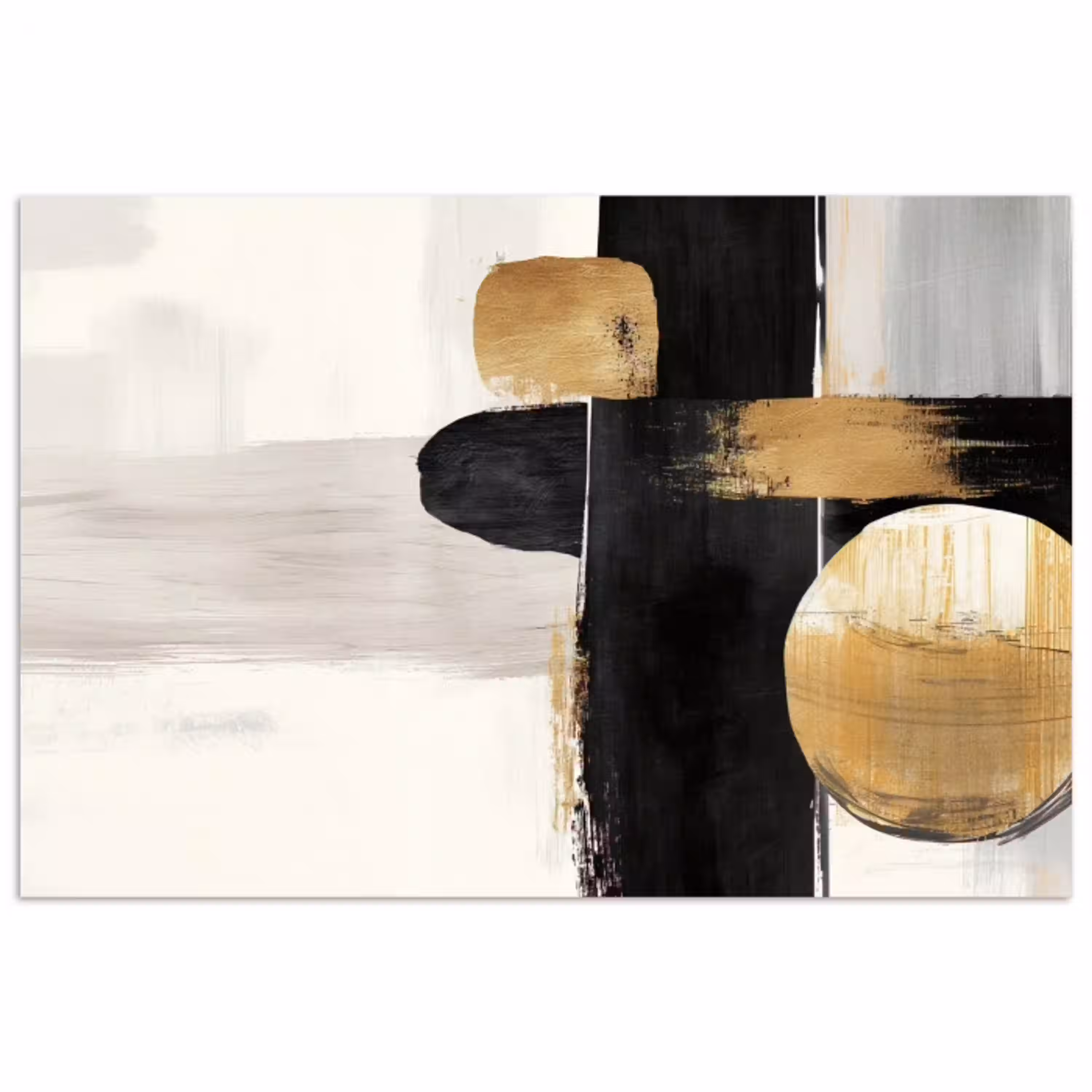 Vormen - Penseelstreken - Abstract - Goud poster papier klein -3d