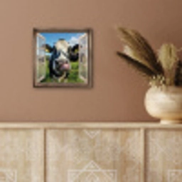 Doorkijk - Koe - Weiland - Dieren - Natuur aluminium wit klein -sfeer4