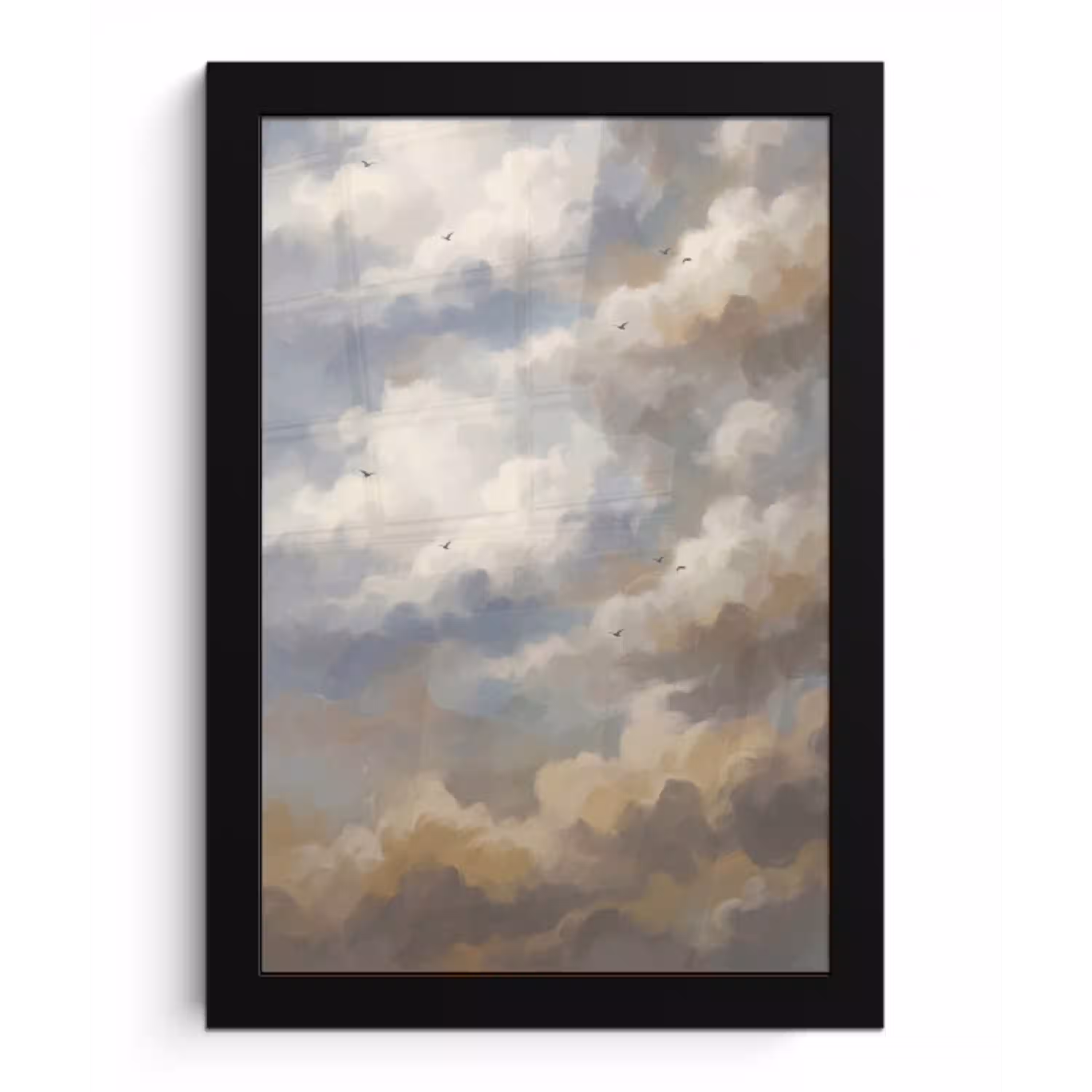 Vogel - Wolken - Natuur - Modern - Grijs fotolijst zwart zonder passe partout klein -3d