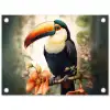 Toekan - Vogel - Bloemen - Planten tuinposter los doek klein -3d