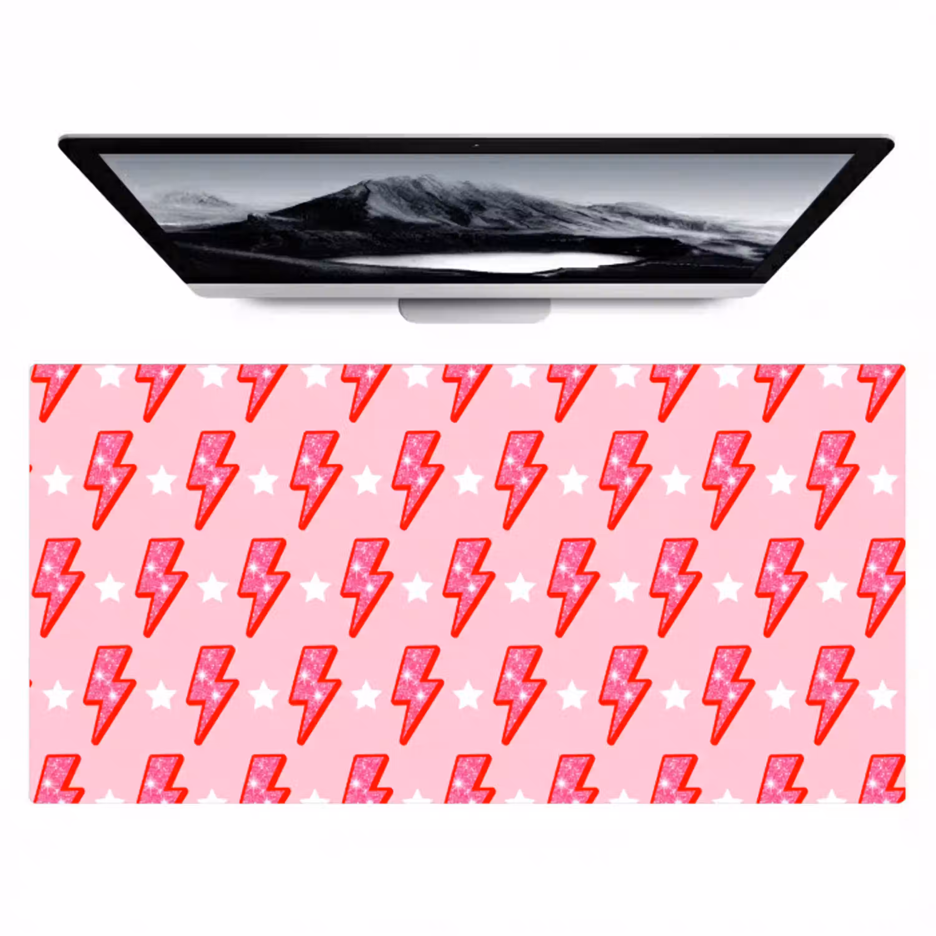 Patroon - Bliksem - Ster - Glitter - Roze Muismat XXL klein -zzz3d