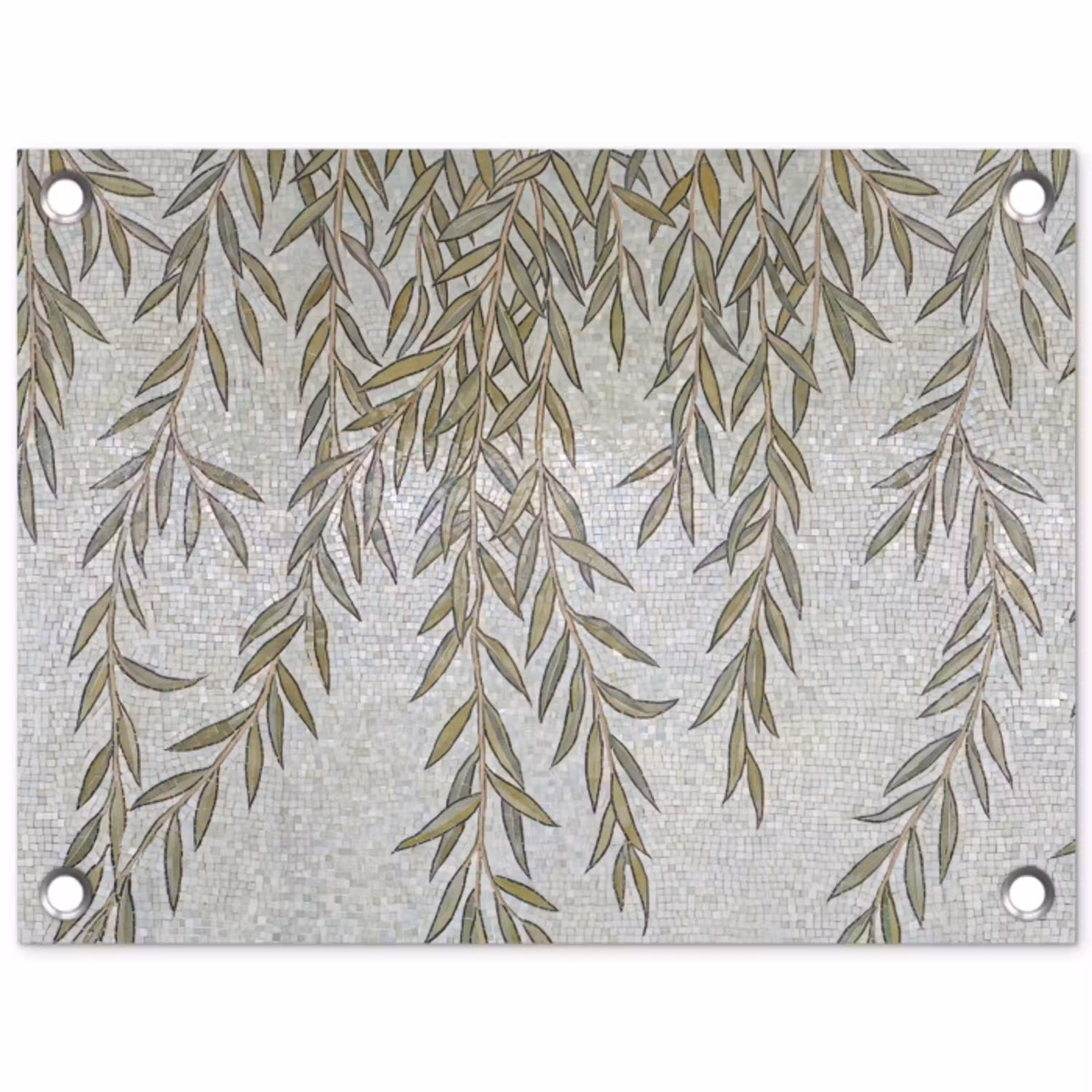 Planten - Mozaïek - Patroon - Groen - Blauw tuinposter los doek klein -3d