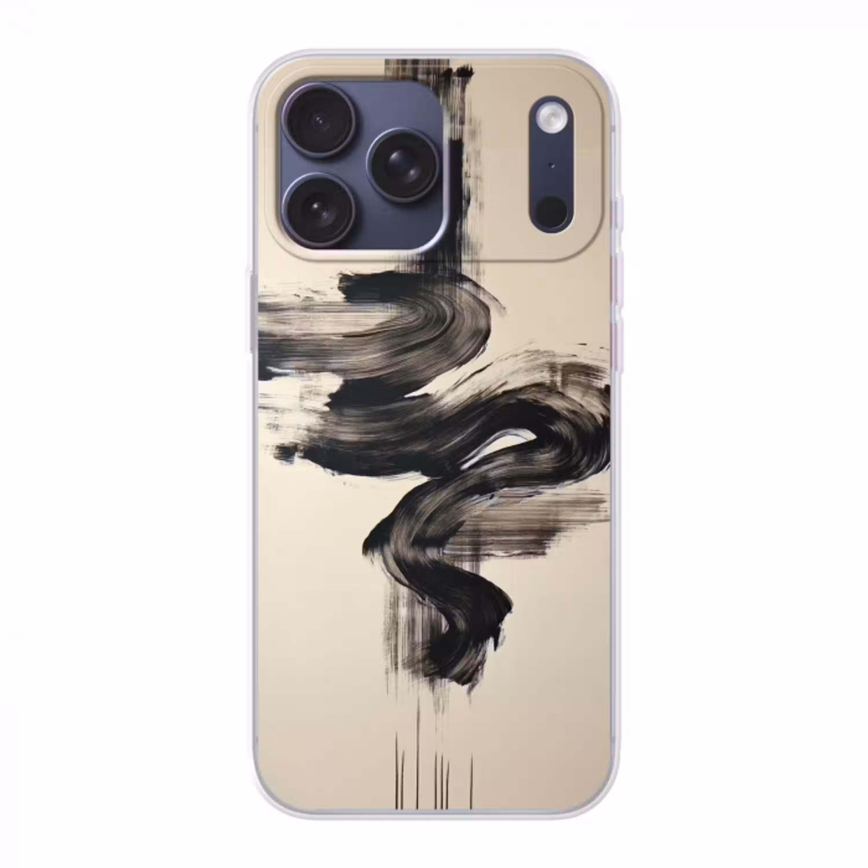 Golven - Penseelstreken - Beige - Minimalistisch Telefoonhoesje iPhone 17 Pro Max klein -3d