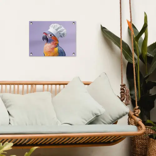 Papegaai - Koksmuts - Paars - Cute tuinposter los doek klein -sfeer7