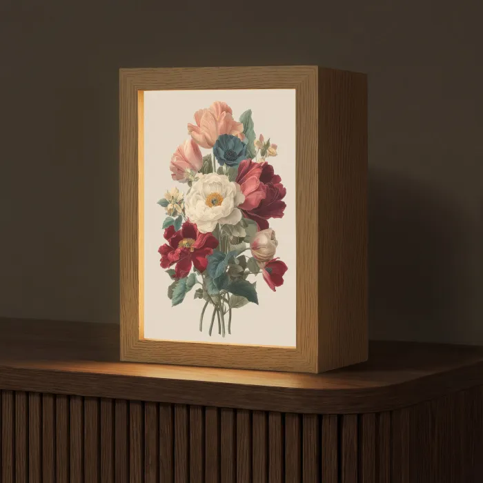 Boeket - Warme tinten - Elegant Light Box met kabel (Tafellamp) klein -z3d_website