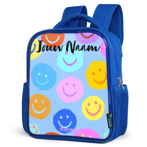 Vrolijk patroon van smileys Kinderrugzak - Blauw middel -schuin