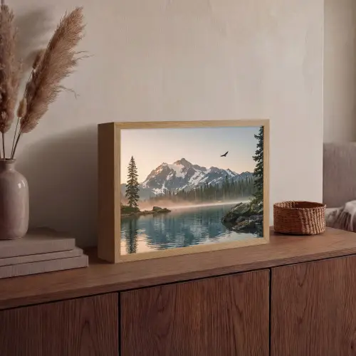 Bergen - Water - Bomen Light Box met batterij (Wandlamp) middel -sfeer2