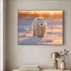 Ijsbeer - Sneeuw - Zonsopgang Textielframe zwart klein -sfeer2