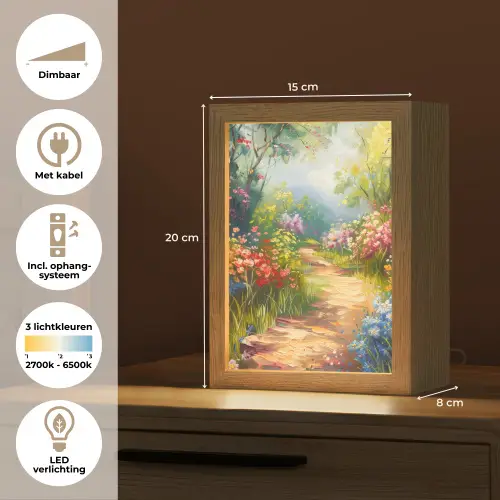 Natuur - Landschap - Bloemen - Kleurrijk Light Box met kabel (Tafellamp) klein -USP_NL