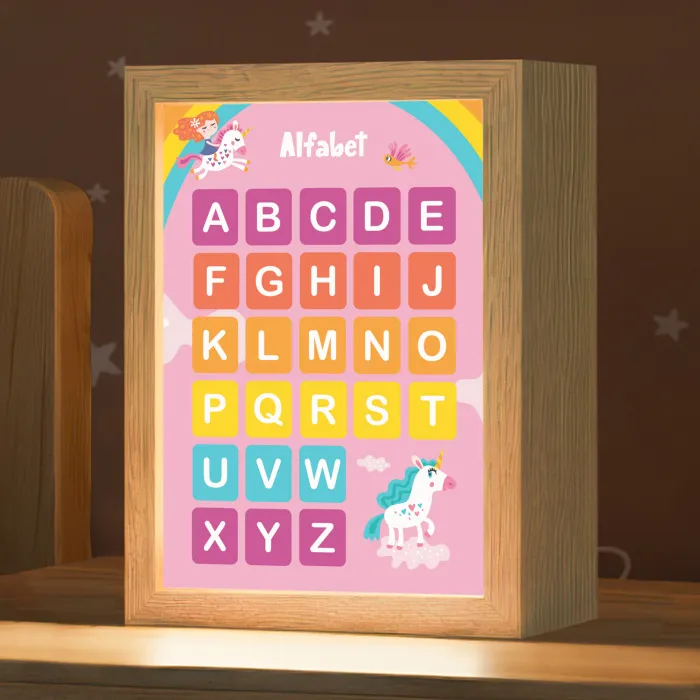 Alfabet - Educatief - Letters leren voor kinderen - Roze - Eenhoorn Light Box met kabel klein -zzz_3d_website