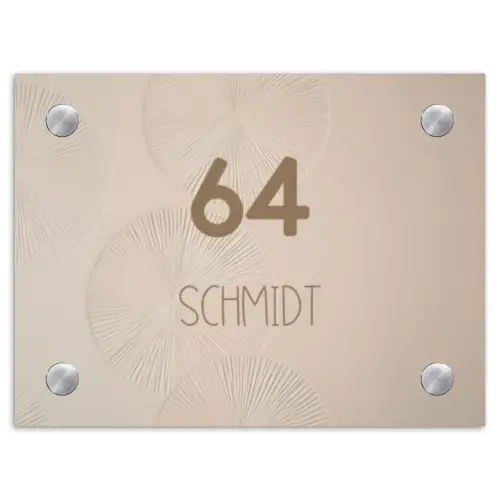 Beige reliëf lijnen - Modern Naambord Rechthoek middel -3d