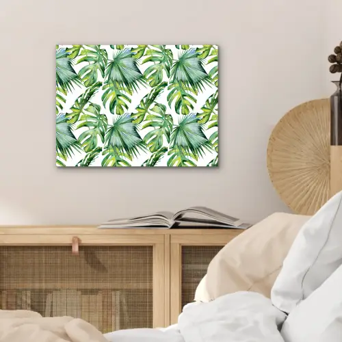 Inductie beschermer - Tropical - Bladeren - Jungle - Inductie mat aluminium wit klein -sfeer3