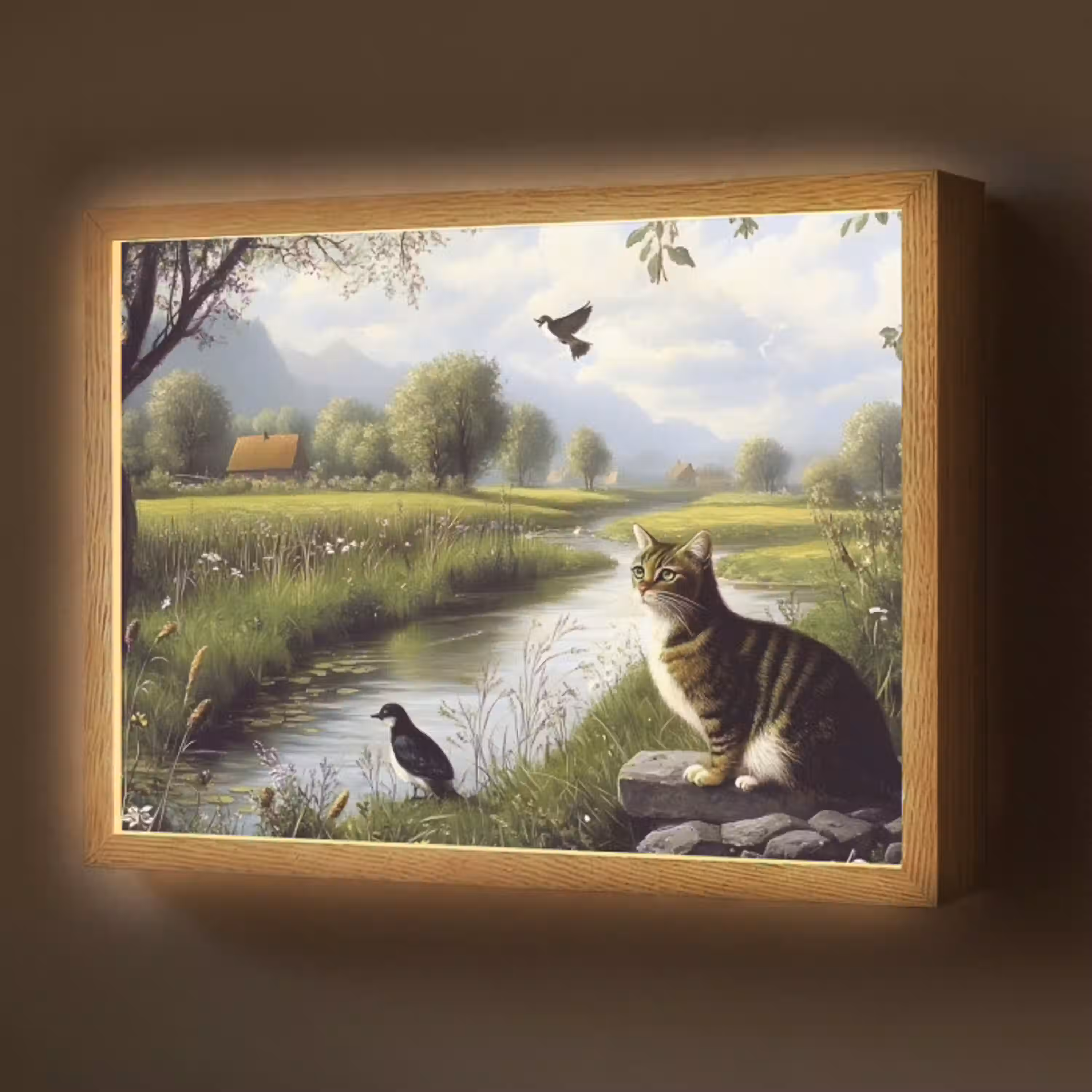 Kat - Beekje - Weide Light Box met batterij (Wandlamp) middel -z3d_website