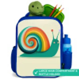 Slak - Regenboog - Kleurrijk Kinderrugzak - Blauw middel -inhoud_UK
