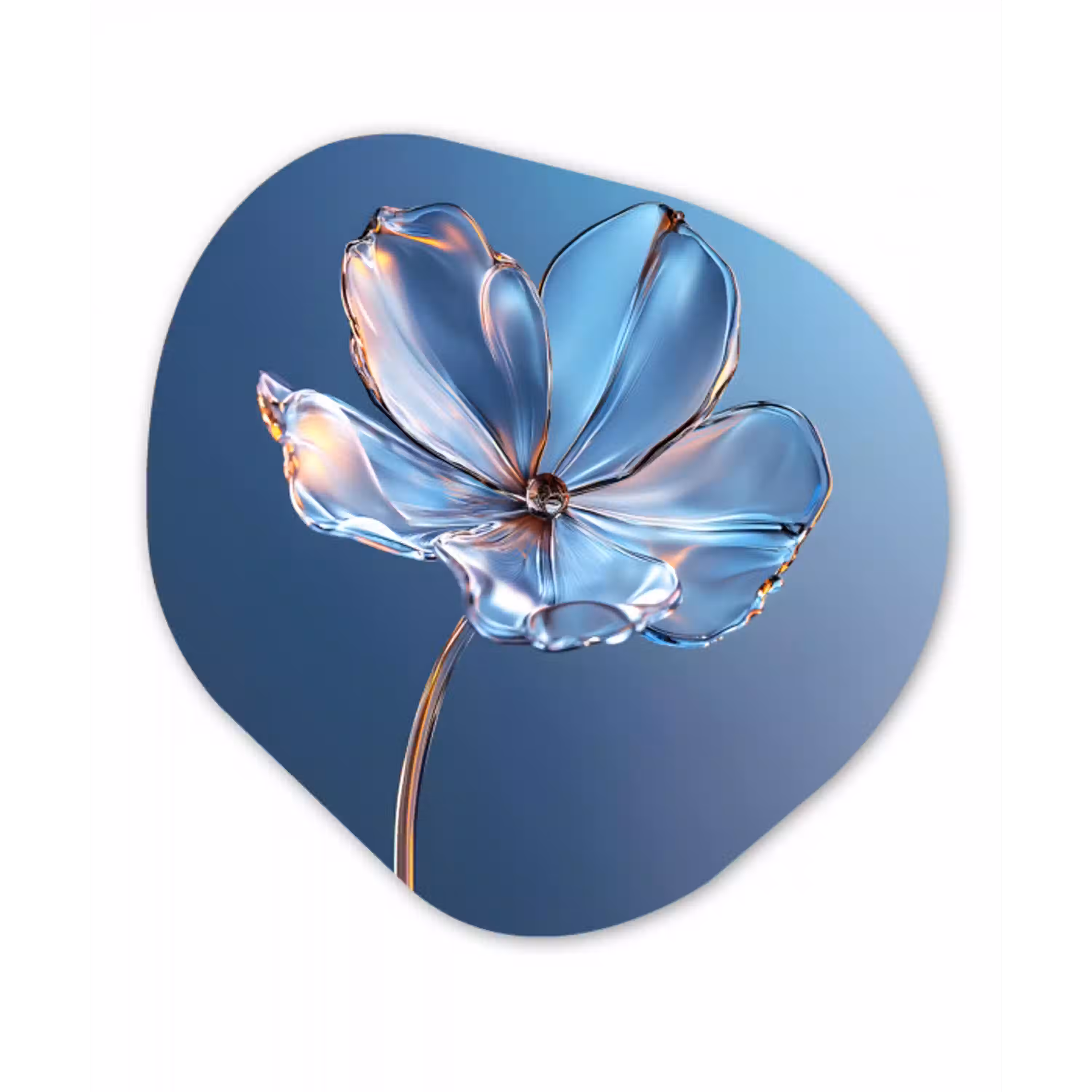 Blauw - Bloem - Glazen - Sierlijk Wandcirkel Organisch Forex 3mm klein -3d