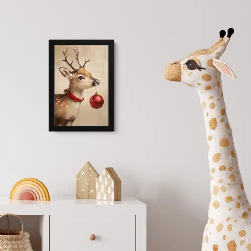 Kerst - Hert - Gewei - Kerstbal - Rendier fotolijst zwart zonder passe partout klein -usfeer4_kinderkamer