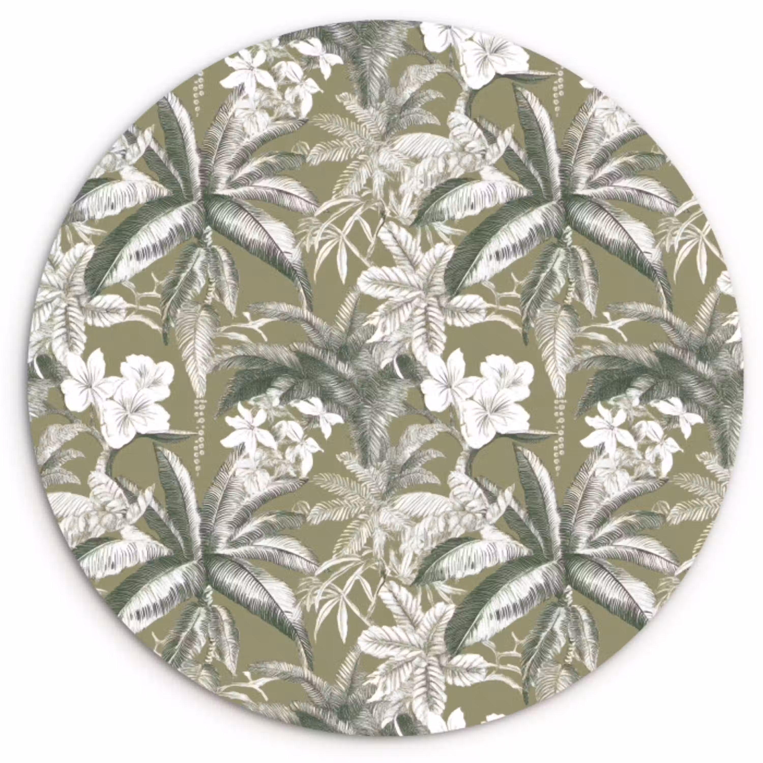 Botanisch - Bloemen - Groen Wandcirkel kunststof plaat 5mm dik klein 188 -3d