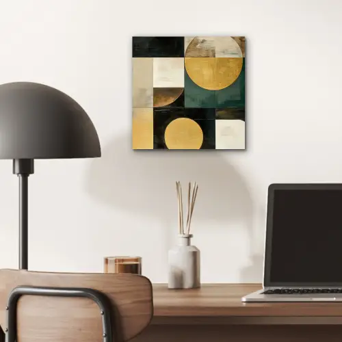 Abstract - Goud - Brons - Vormen - Geometrisch aluminium wit klein -sfeer5