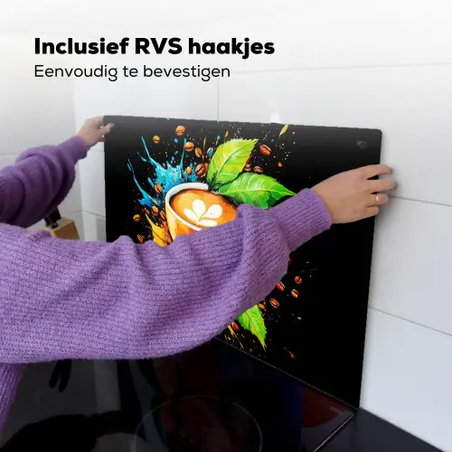 Koffie - Graffiti - Drinken - Abstract Inductie beschemer met haakjes klein -ky-ophangen-nl
