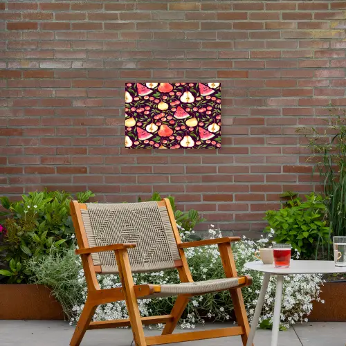 Donker - Bladeren - Fruit Tuinposter op houten frame 2 cm dik klein 845 -sfeer3