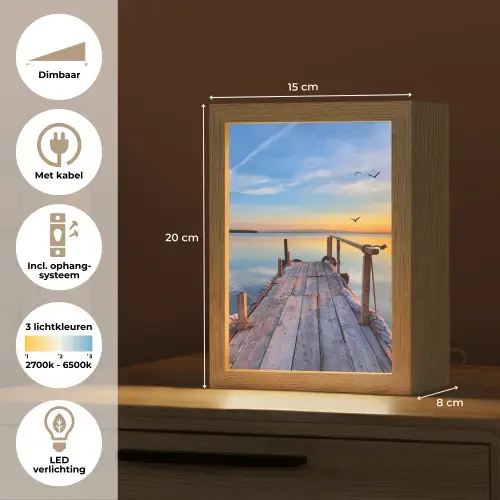 Water - Steiger - Vogels - Zonsondergang - Horizon Light Box met kabel (Tafellamp) klein -USP_NL