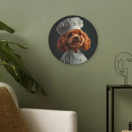 Bruin - Kok - Hondje Akoestische PET Vilt - Rond klein -sfeer2