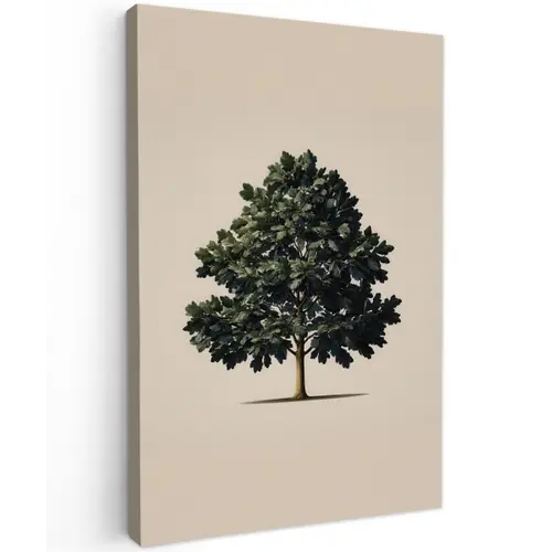 Eikenboom - Schaduw - Egaal Tuinposter op houten frame 2 cm dik klein -3d