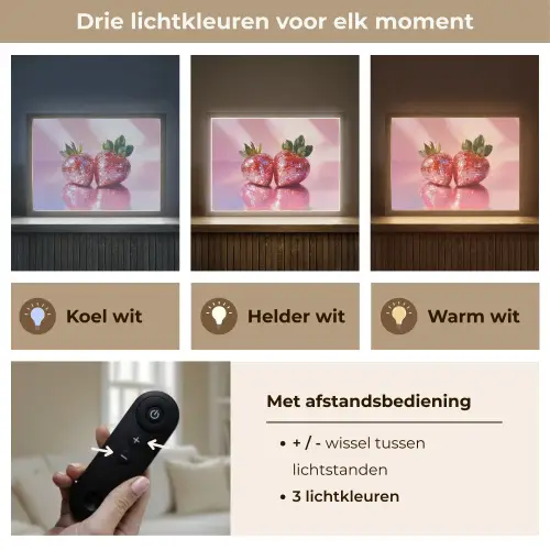 Disco - Fruit - Glitter - Strawberry Light Box met batterij (Wandlamp) middel -USP_lichtkleurNL