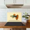 Vis - illustratie - Stippen - Oranje keuken achterwand spatscherm klein -sfeer2