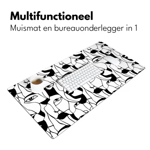 Lijnen - Gezichten - Zwart - Wit Muismat XXL klein 681 -sfeer4