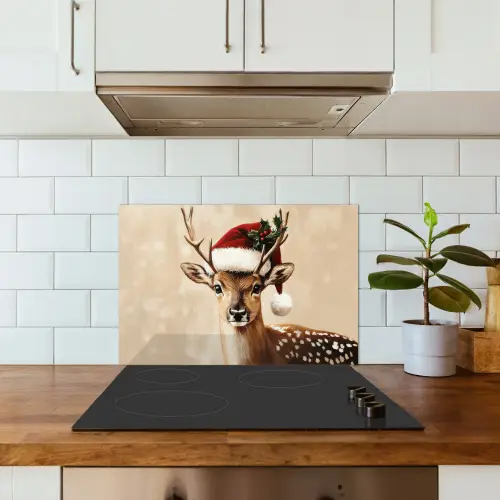 Kerst - Hert - Gewei - Rood keuken achterwand spatscherm klein -sfeer2