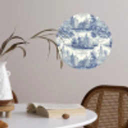 Huizen - Bomen - Water - Vogels - Blauw Wandcirkel behangsticker klein 186 -sfeer3