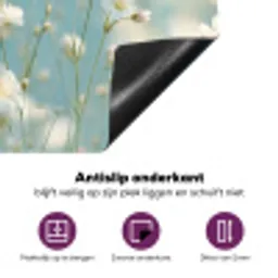 Stengels - Bloemen - Lucht - Wit Inductie beschermer vinyl 3mm middel -zzzzzzz-cc-onderkant