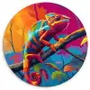 Kameleon - Tak - Gestreept - Bladeren Wandcirkel plexiglas klein -3d