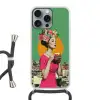 Retro - Vrouw - Stad - Zon Hoesje iPhone 16 Pro Max met koord klein -3d