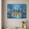 Skyline Toronto - Water - Stadslichten - Toren Textielframe zwart klein -sfeer2