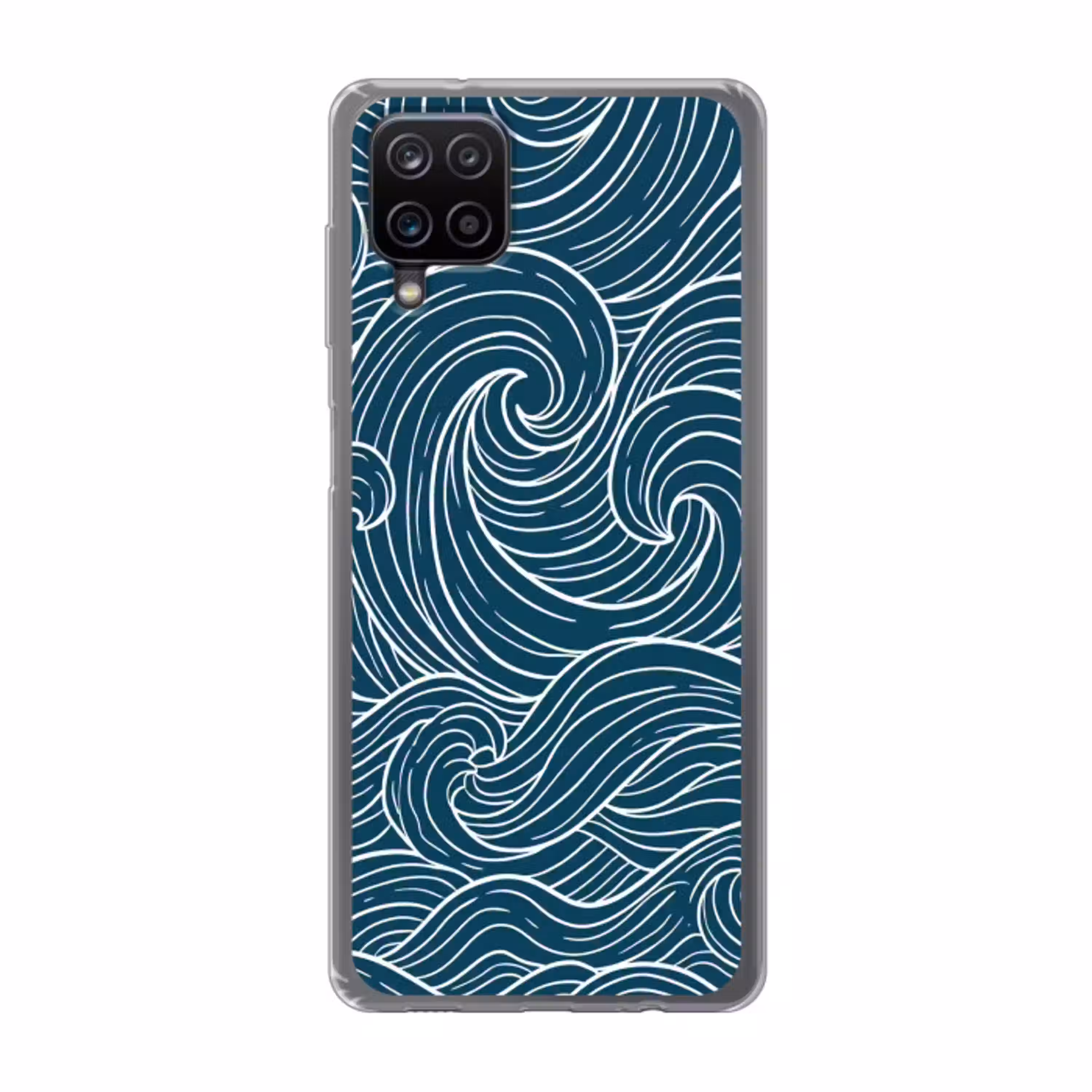 Golven - Spiraal - Water - Abstract - Blauw Telefoonhoesje Samsung Galaxy A12 klein -3d