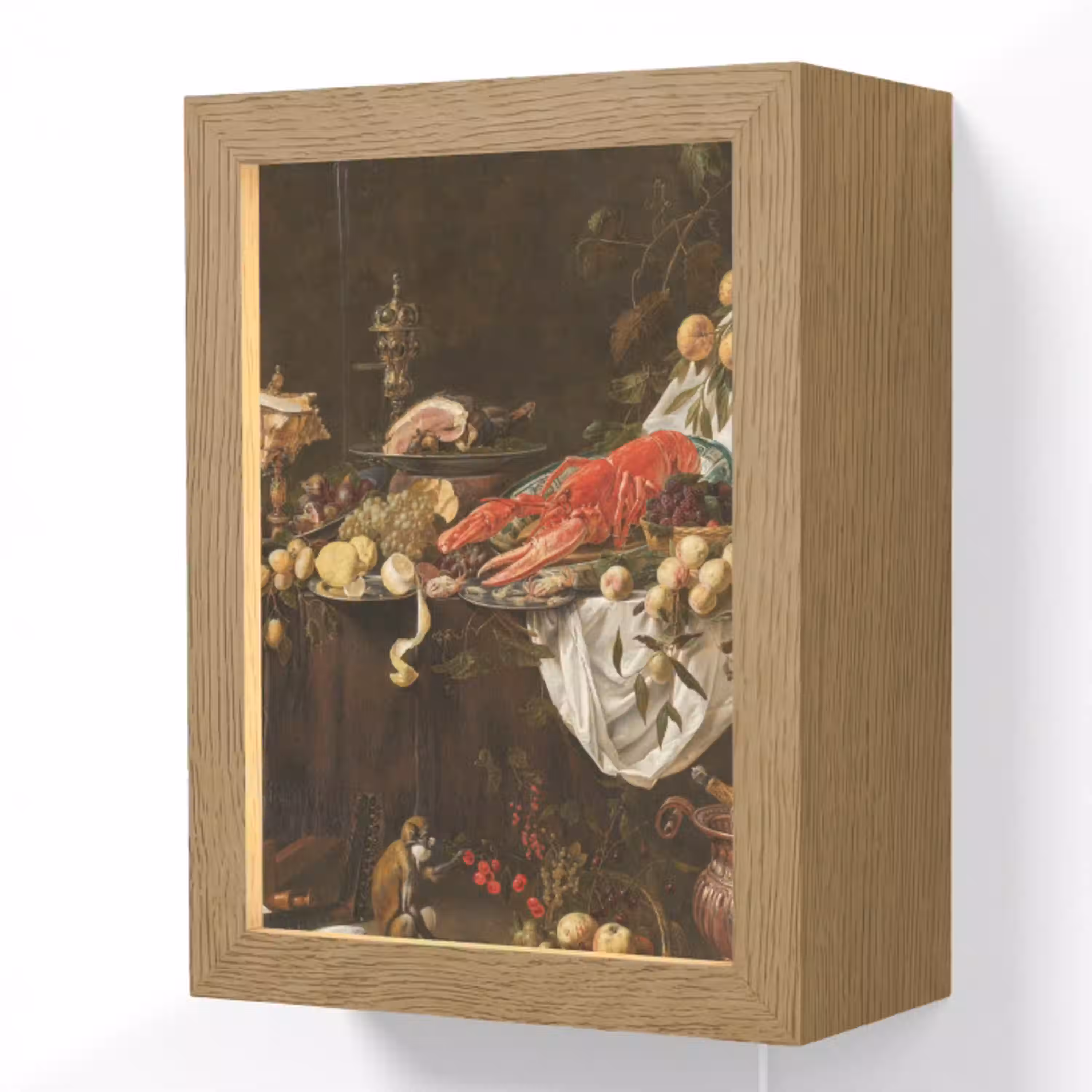 Pronkstilleven - Adriaen van Utrecht - Olieverf Light Box met kabel (Wandlamp) klein -3d