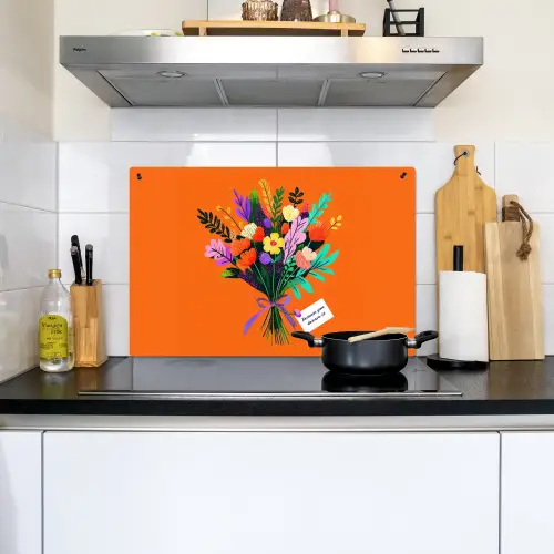 Kaartje - Boeket - Bloemen Inductie beschemer met haakjes klein -sfeer2